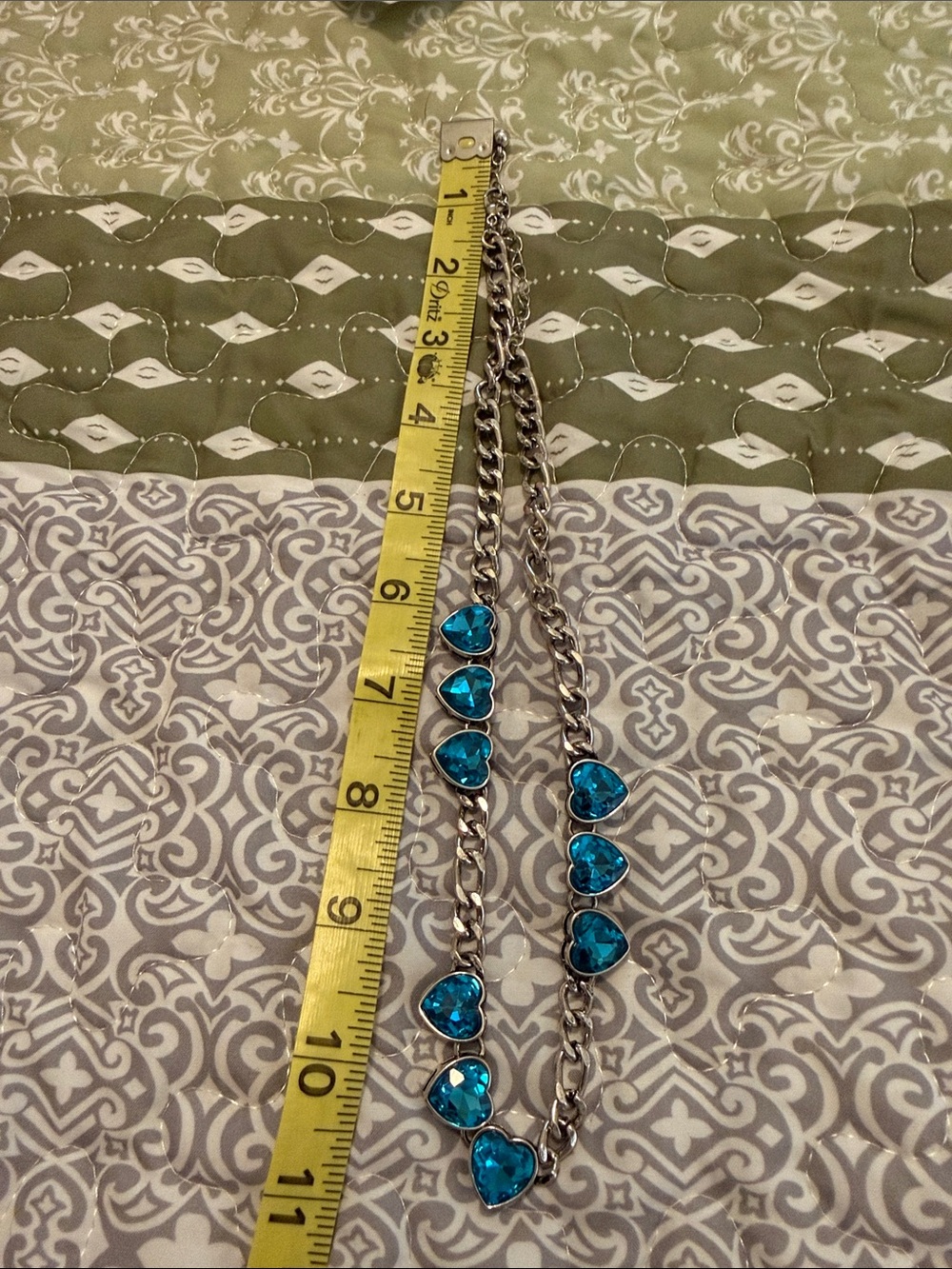Silver Chain Necklace with Blue Heart Gemstones - Picture 7 of 7